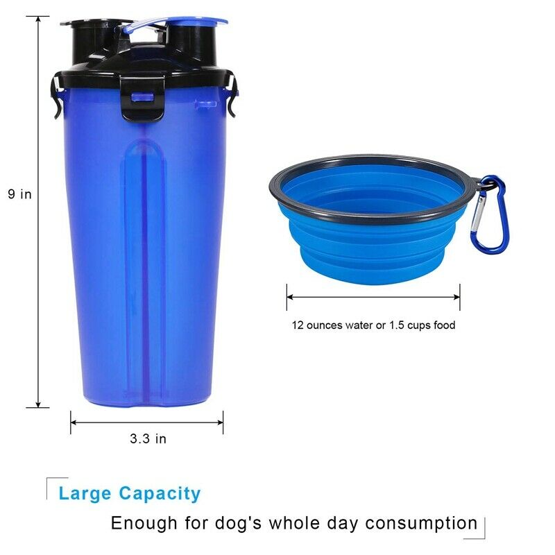 Dog Water Bottle Dog Bowls For Traveling Pet Food Container 2-In-1 With Col