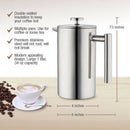 Stainless Steel French Press Coffee Maker | Double Walled Insulated Coffee