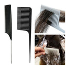 Wide & Fine Tooth Salon Weaving Highlighting Foiling Hair Comb Black