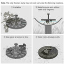 Bird Bath Fountain Solar-Powered Water Pumps Floating Parts Pond Garden Out Y6U0