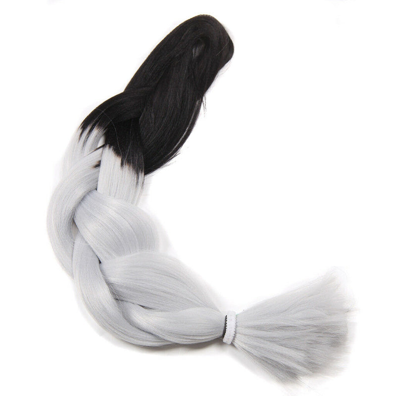 Dyeing Jumbo Braid Hair Extensions Ombre Synthetic Braiding Hair Light Gray