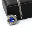 Urn Cremation Heart Blue Crystal Pendant Ash Holder Memorial Necklace Jewelry JR
