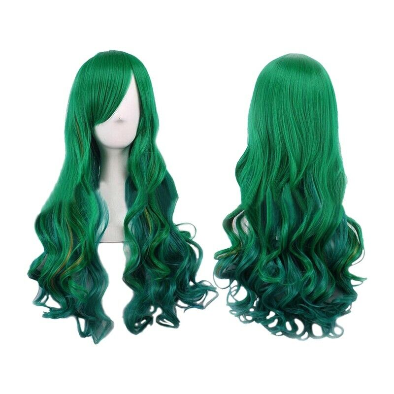 Dark green lady wig dark green long curly wig Long Hair 68CM wig for Women  C1S9
