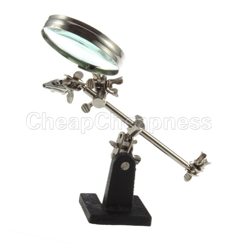 Enhanced Third Hand Soldering Iron Stand Holder Station Magnifier Tool Kit SP