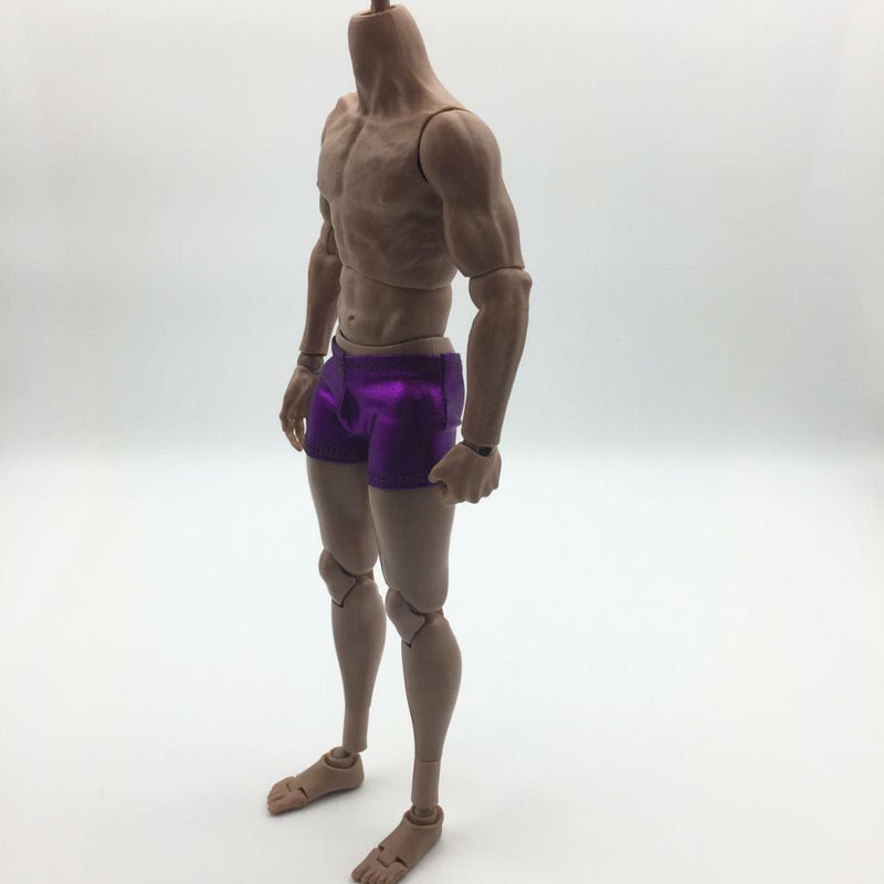 1/6 Scale Male Artificial Leather Shorts Purple & Golden for 12'' Hot Toys
