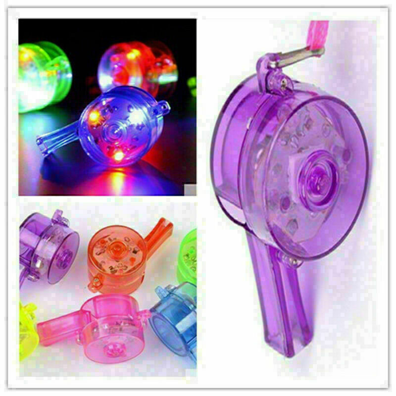 Flashing Whistle  Colour Lanyard LED Light Up Fun In the Dark Party Rave H1 D1Q7