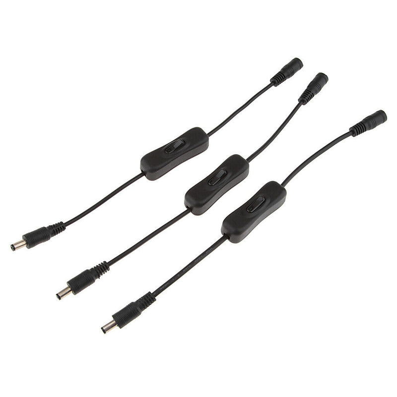 3x LED Strip Light Inline On/Off Switch DC Power Adapter Connector 5.5x2.1mm