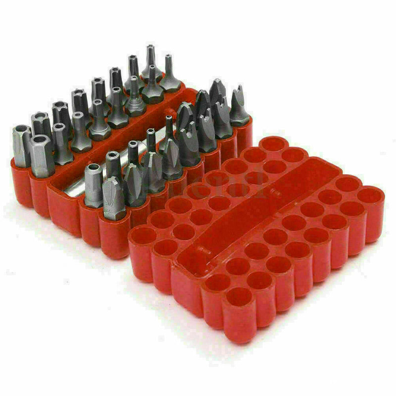 33PC SECURITY BIT SET SCREWDRIVER TOOL HOLDER TORX Y0M5 SPANNER STAR HEX Y7 J2K9
