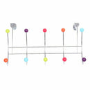 10 HOOK MULTI COLOUR OVER THE DOOR CLOTHES COAT HANGER RACK CHROME HANGERS Q8F9