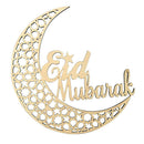Wood Muslim Eid Mubarak Moon Hang Ornament Ramadan Festival Party Pendant