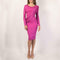 Women Solid Color Package Hip Pleated Bodycon Party Dress (Rose Red XL) A