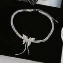 Butterfly Rhinestone Necklace Women Tassel Long Choker Party Neck Jewelry A