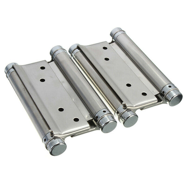 1 Pair Cafe Saloon Door Swing Self Closing Double Action Spring Hinge Silve B6U6