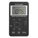 HRD-103 Mini AM FM Radio Display USB Interface w/Headphone Lanyard (Black)