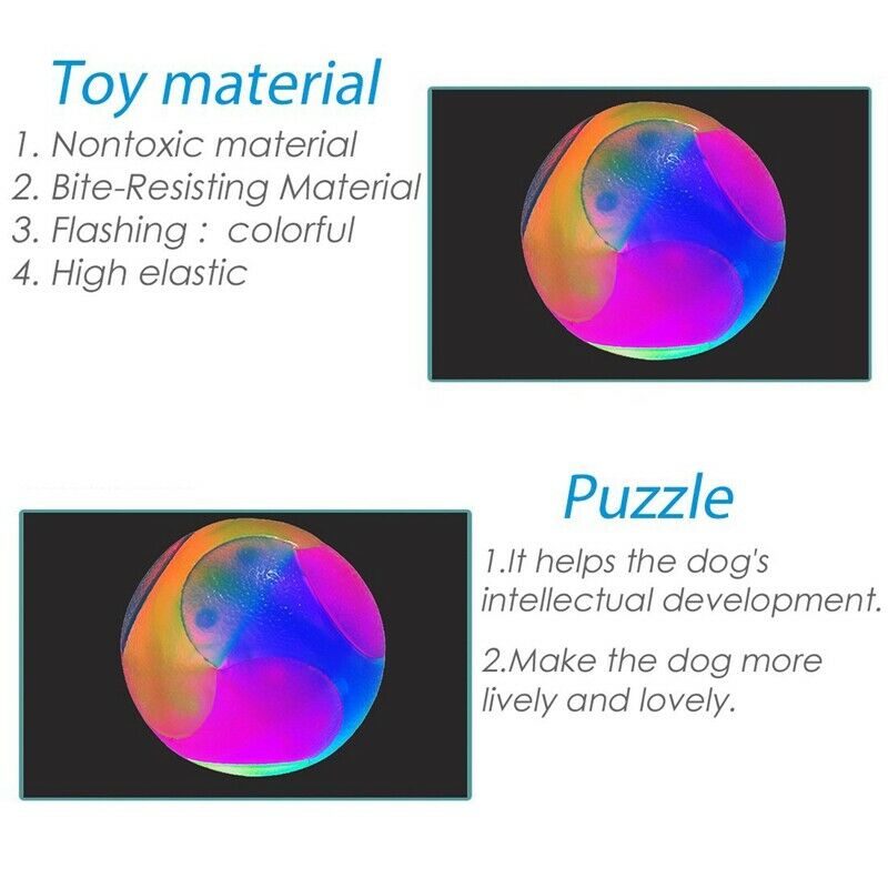 Light Up Dog Balls Flashing Elastic Ball Glow in the Dark Interactive Pet T F9A5