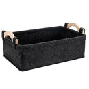 Nordic Black Felt Cloth Desktop Storage Basket with Handles Simple Home Sun V4T5