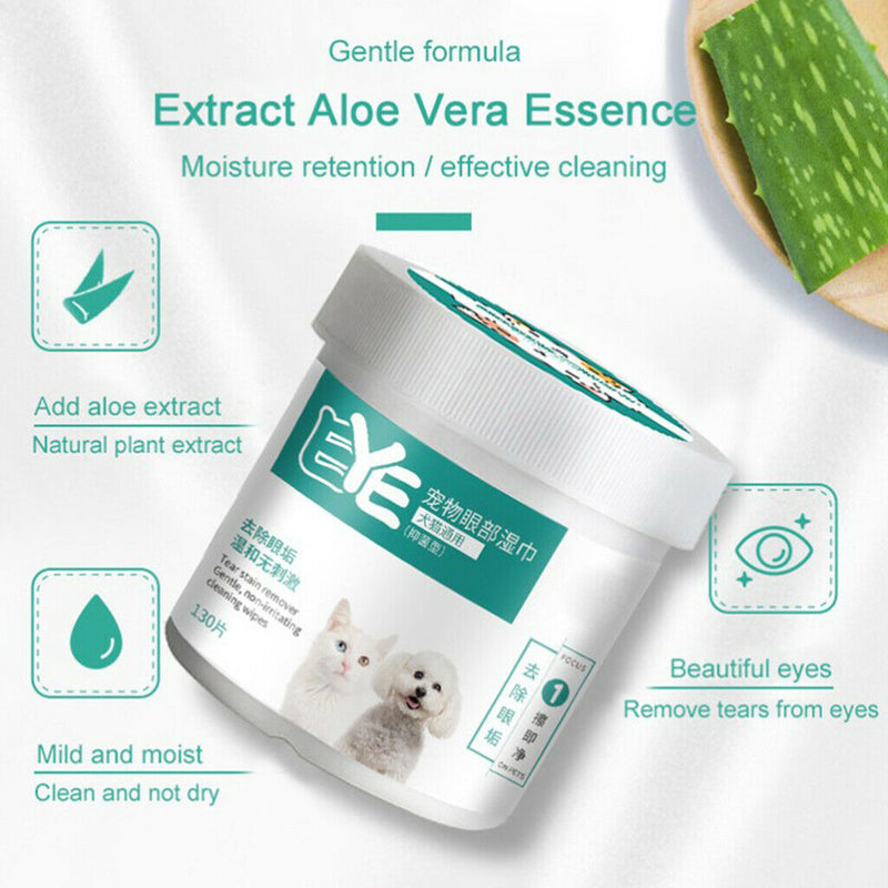 2x Wet Pet Eye Wipes Tear Stain Wipes