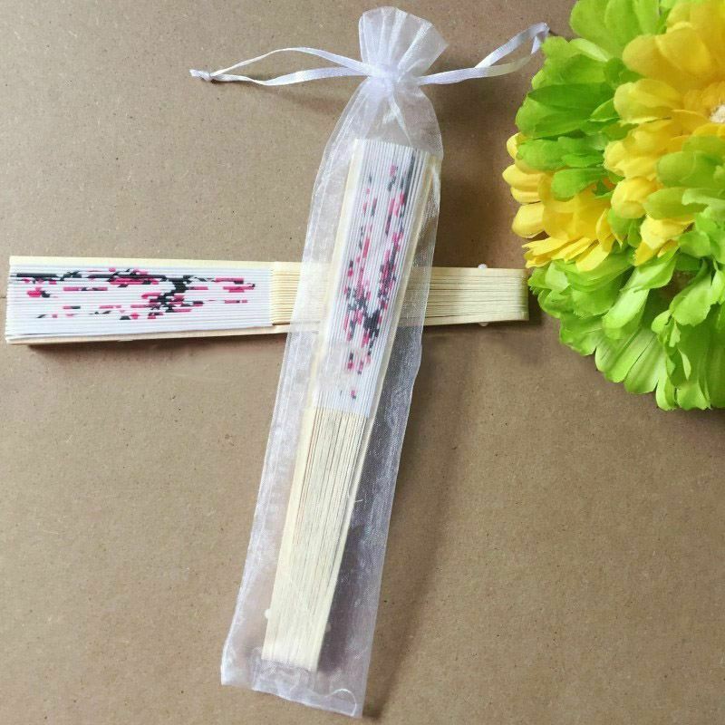 20pcs/lot elegant plum flower design bamboo folding fan wedding silk hand f J8B2