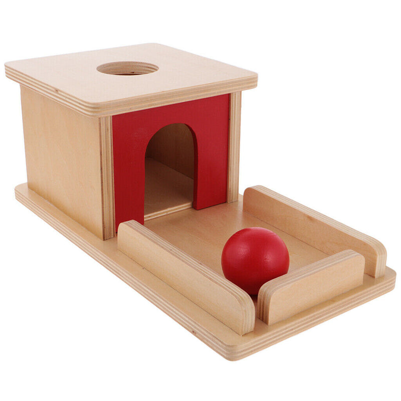 Montessori Sensorial Material Object Permanence Box With Tray And Ball Matching