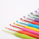 12pcs Aluminum Crochet Set TPR Handles Knitting Needles Kit Weaving Tools