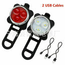 USB Rechargeable LED Bright Bicycle Bike Headlight Lamp Set Waterproof+Tail Z6A7