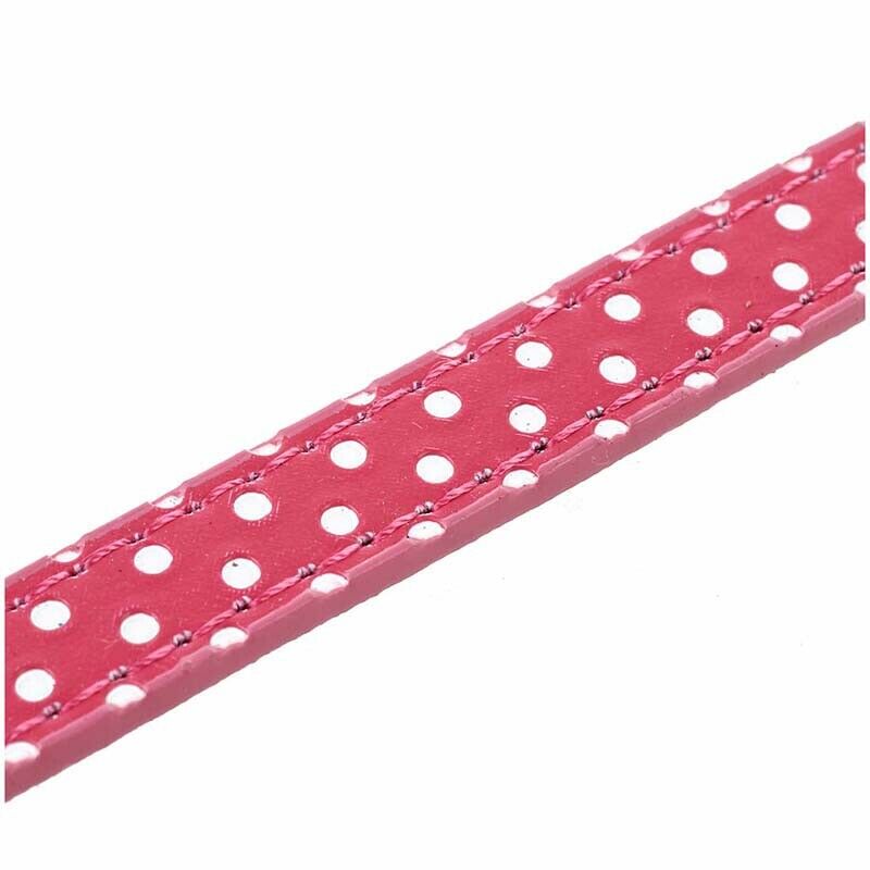 Rhinestone PU Leather Adjustable collar for Dog Cat Pet Pink XS