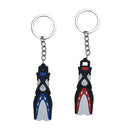 2x Mini Dive Fins Flippers Key Chain Holder Key Ring Keychain Blue+Red