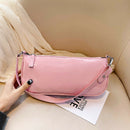 Elegant Leather Women Shopping Handbag Candy Color Shoulder Tote Bag (Pink) A