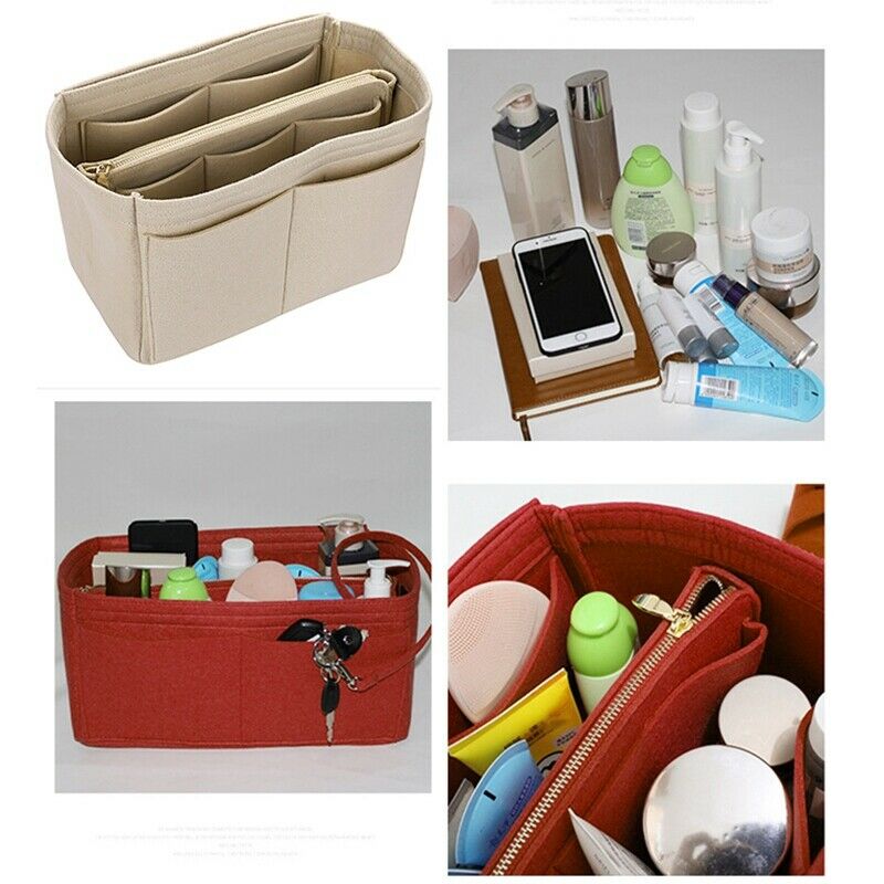 Makeup Bag Cosmetic Cases Felt Bag Organizer Insert Cosmetic Bags Makeup CS F5E6
