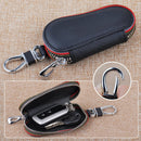 4" PU Leather Car Remote Key FOB Holder Bag Storage Case Cover Chain Ring Zipper