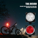 USB Rechargeable Bike Light Set 4 Modes Front Light Rear Tail Warning Lamp