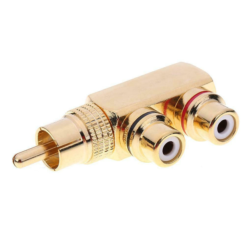 Gun Shape RCA 1 Male to 2 Female AV Audio Video Splitter Adapter Connector