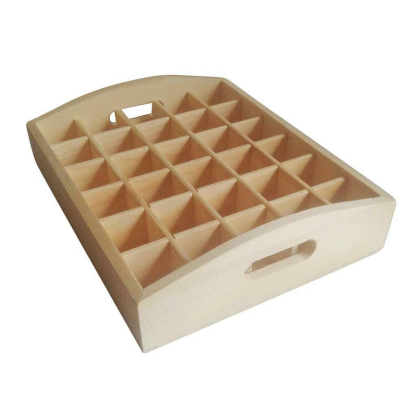 30 Grid Solid Wooden Rotating Essential Oil Bottle Holder Tray Diffuser Display