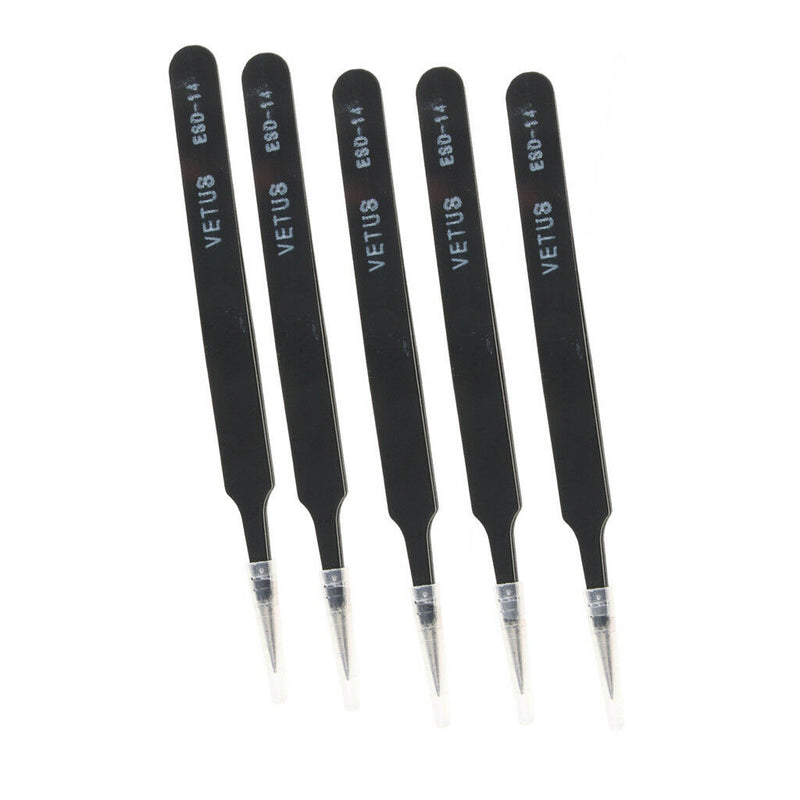 5 Pcs Stainless Steel Thickened Tweezers Mobile Phone Repair, Extra Fine Tip