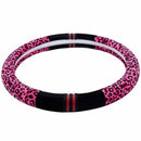 38cm leopard steering wheel cover in winter plush gear brake black/red