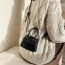 Retro Leather Women Shoulder Tote Bags Solid Mini Crossbody Handbag (Black)
