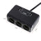 3 Sockets Cigarette Lighter Quick Charge 3.0 Car Charger Splitter Adapter Black