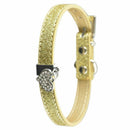 Bling Rhinestone Crystal Leather Pet Collars Adjustable Cat Collar with Hea Y2V8