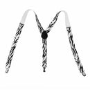 Unisex Zebra Pattern Clip-on Elastic Suspender Braces White Black