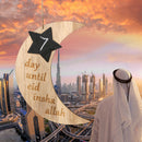 1pc Letter Moon Star Pattern Wooden Ramadan EID Mubarak Festival Hanging Pendant