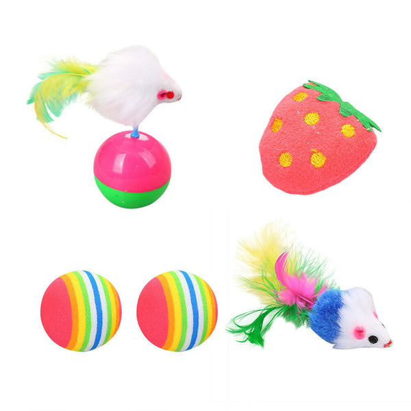 16pcs Funny Cat Stick Balls False Mouse for Kitten Pets Interactive Toys A#S