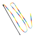 65" Rainbow Cloth Stripe Tease Cats Rod Teaser Funny Playing Pet Cat Toys ^^