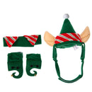 4pcs Pet Hat Set Warm Dogs Cats Christmas Green Hat+Necklace+Feet Sleeve