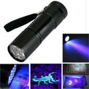 Ultra Mini Alloy UV VIOLET 9 LED Blacklight Flashlight Torch Light Lamp Hiking