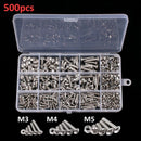 500Pcs Screw And Nut Kits, M5 M3 M4 Steel Various Hexagon Socket Head Bolts D1G8
