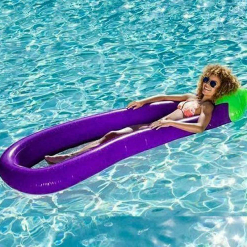 Eggplant floating row large swimming ring floating air mattress with net fo V8F3