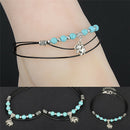 Turquoise Elephant Rope Multi-Layer Handmade Leathe Anklet Chain Bracelet Lad Kw