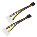 2Pack 8pin 6+2pin PCI-E to Dual 4pin Graphics Video Card Power Cable 7inch