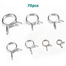 70pcs Assorted Double Wire Spring Hose Clamps for Fuel Line Tube 6-18mm 7 Sizes
