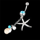 Surgical Steel Crystal Starfish Conch Body Navel Belly Ring Button Piercing Bar|
